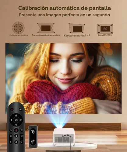 Miniatura 2 de Miniproyector inteligente 2026 compatible con 4K y 8K, portátil con WiFi 6 y Bluetooth 5.4, enfoque automático y corrección trapezoidal vertical