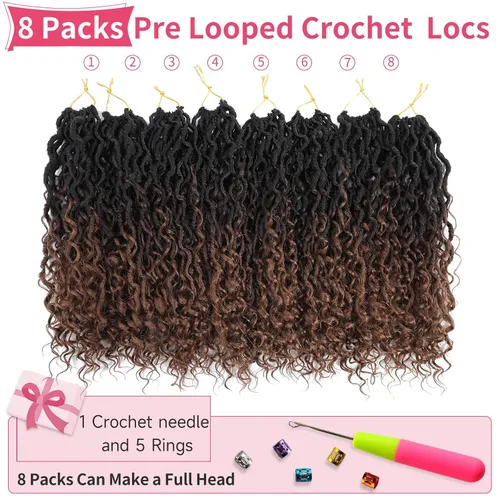 Miniatura 114 de Alicoco Goddess Locs Cabello de Ganchillo 12 Pulgadas 8 Paquetes Rastas Sintéticas de Ganchillo Para Mujeres Rastas Suaves Boho Pre-enrolladas River