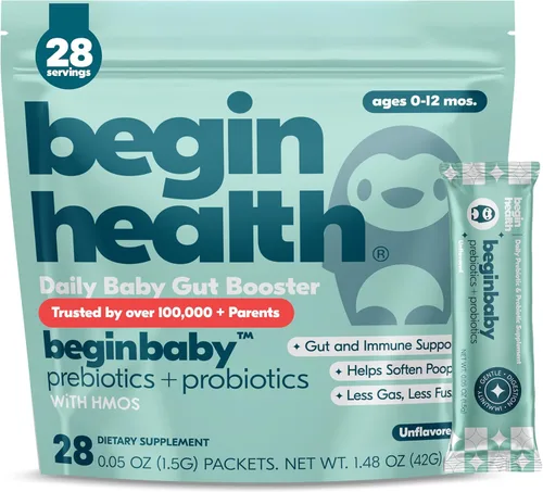 Miniatura 10 de Begin Health Growing Up® Prebióticos para niños 28 paquetes Suavizantes de heces en polvo soluble en prebióticos y suplemento digestivo