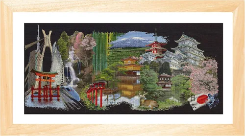 Thea Gouverneur - Kit de punto de cruz, negro japonés, negro Aida, 18 unidades, kit de bordado para adultos, hilos de bordado DMC y otros
