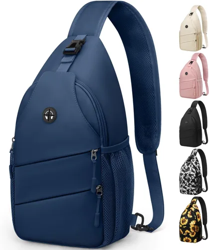 Miniatura 15 de Pritent Bolsos cruzados para mujeres y hombres, mochila de moda, bolsa casual para el pecho con correa de hombro convertible Negro