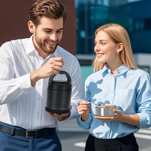 Miniatura 6 de Termo para comida caliente 33.8 OZ, frasco de comida aislado al vacío para adultos, termo de sopa de acero inoxidable de boca ancha a prueba de Negro