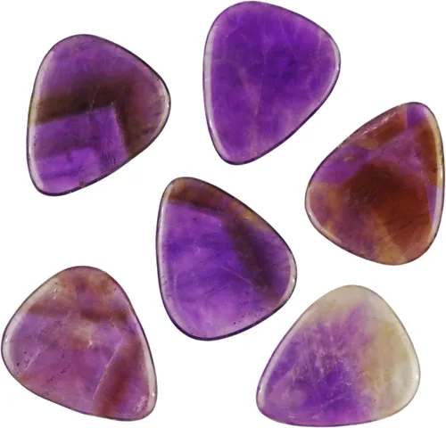 Miniatura 12 de Púa de guitarra o bajo de Obsidiana de Caoba en vidrio volcánico - 3.0 mm de calibre ultra pesado - Forma 351 - Púa exótica artesanal de gema