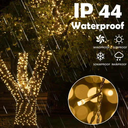 Miniatura 5 de AWQ 320 luces LED de carámbano de Navidad de 26 pies, tira de luces parpadeantes con 13 modos, temporizador y función de memoria, luz de Navidad