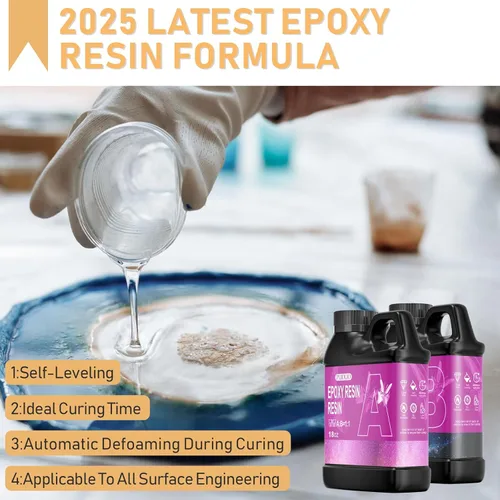 Miniatura 5 de Kit de Resina Epoxy Puduo 36OZ, Resina Epoxy Cristal Clara Recién Formulada, Resina de Arte Fuerte, Sin Burbujas, Anti-Amarilleo, Adecuada para DIY