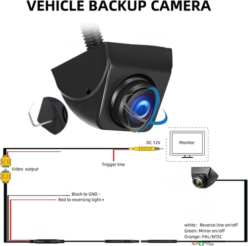 Miniatura 7 de Cámara HD de visión trasera delantera y trasera para automóvil, rotación de 360°, gran ángulo de visión, IP68K, impermeable, universal, marcha