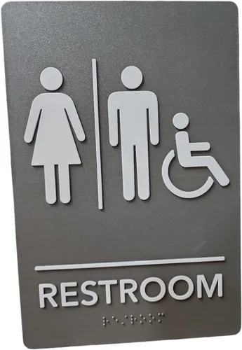 Miniatura 13 de Hecho en EE.UU. - Letreros de Baños para Hombres y Mujeres Compatibles con ADA, Señales de Puertas de Baño para Oficinas, Negocios y Restaurantes