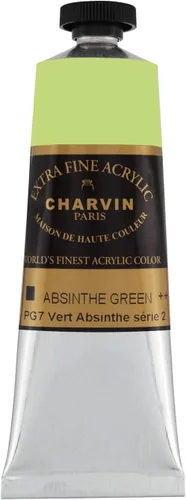 Charvin Pintura acrílica profesional extrafina – verde absenta, tubo de 2.1 fl oz, pigmentos de triple fresado, resistente a la luz, pinturas