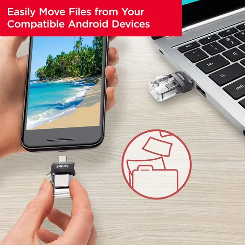 Miniatura 3 de SanDisk 32GB Ultra Dual Drive m3.0, microUSB y USB Type-A, USB de alta velocidad 3.0, diseño retráctil para dispositivos Android y computadoras
