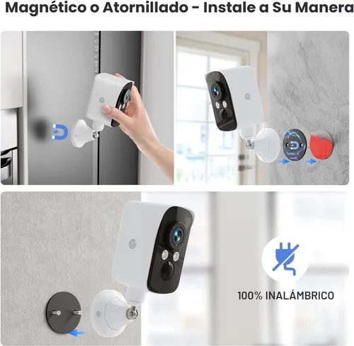 Miniatura 2 de Cámara de seguridad inalámbrica para exteriores con panorámica de 300°, sin suscripción, almacenamiento en la nube/SD gratuito de 7 días, detección