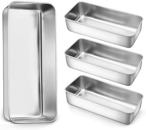 Miniatura 24 de LIANYU Paquete de 4 mini moldes para hornear pan, 6.3 x 3.5 pulgadas, molde pequeño de acero inoxidable para pan casero, molde de hojalata