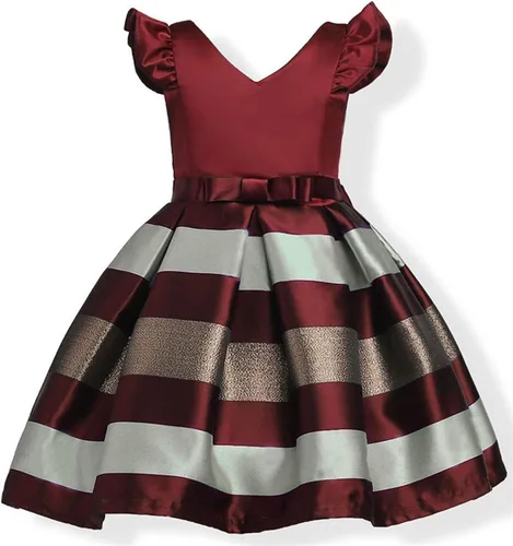 Miniatura 2 de NSSMWTTC 2-10T - Vestidos de rayas para niñas pequeñas, vestido de fiesta de boda de Navidad