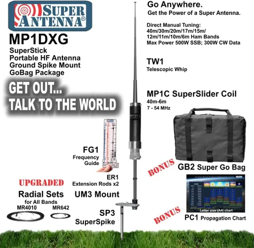 Miniatura 2 de MP1DXG HF Antena portátil con montaje en tierra Jamón Radio Amateur Go Bag