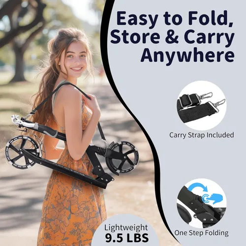 Miniatura 5 de BELEEV V8 Scooters para niños a partir de 6 años con cubierta iluminada, scooter plegable de 2 ruedas para adultos y adolescentes, 4 de altura Negro