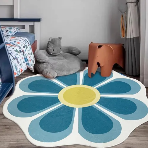 Miniatura 11 de USTIDE Alfombra redonda grande en forma de flor de 63 pulgadas, alfombra circular rosa para dormitorio, sala de estar, alfombra floral lavable