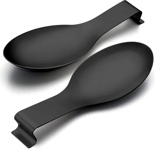 Miniatura 8 de E-far - Soporte para cuchara de acero inoxidable negro mate, soporte para espátula para estufa de cocina, tamaño grande y apto para lavavajillas