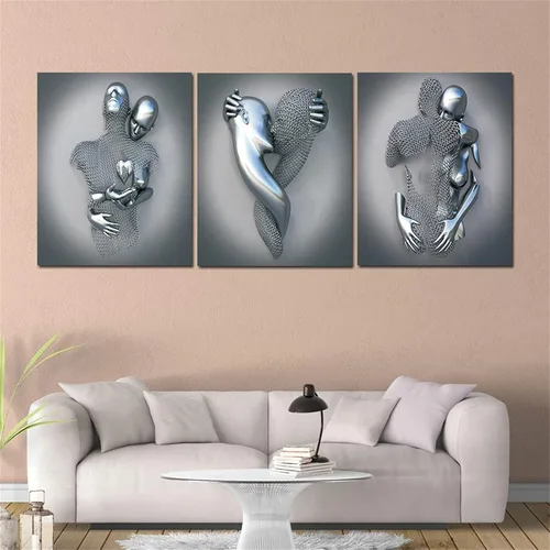 Miniatura 3 de Lienzo decorativo para pared para dormitorio, 16 x 20 pulgadas, póster de pintura romántica para pareja en blanco y negro, para abrazar a