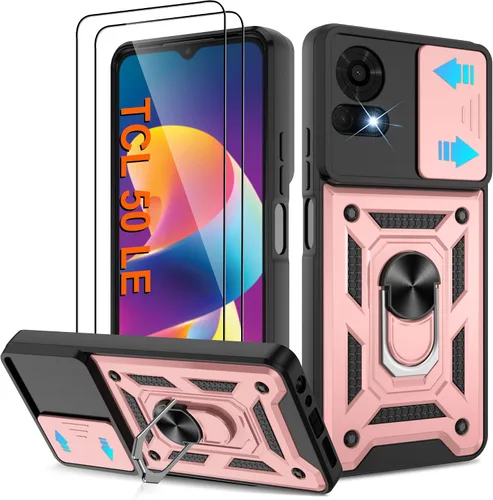 Miniatura 124 de ATUMP Funda para T-Mobile Revvl V Plus 5G con protector de pantalla HD con cubierta de cámara deslizante, soporte de anillo de rotación de 360° Negro