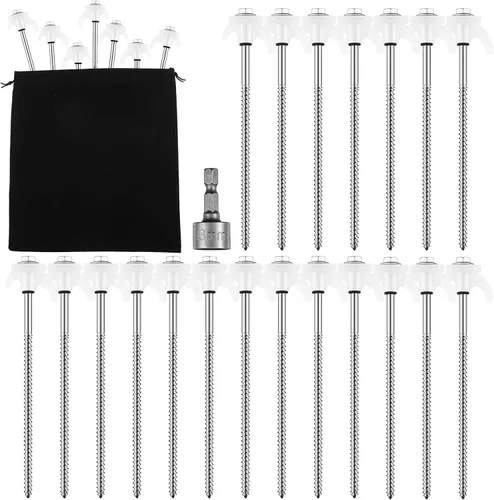 Yaocom 20 estacas de tienda de campaña de 8 pulgadas, estacas de tienda de campaña resistentes, anclajes de tierra perforables, clavijas de metal
