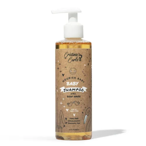 Cristina's Curls Champú para bebés y gel de baño – Limpieza suave de la cabeza a los pies de baja espuma para recién nacidos y piel sensible