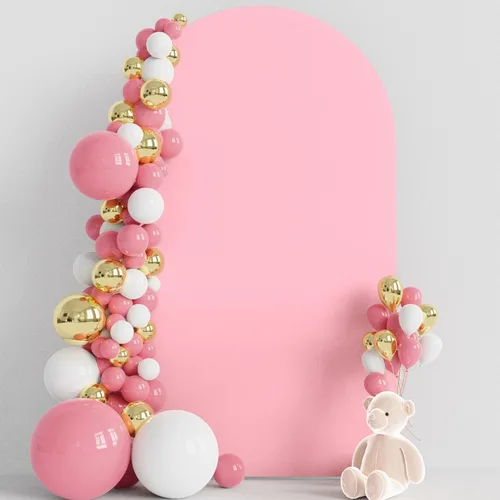 Miniatura 23 de Wokceer Funda para Arco de Boda de 6.6 Pies de Spandex Ajustada Cubiertas para Soporte de Arco de Boda Parte Superior Redonda Chiara Funda de Telón