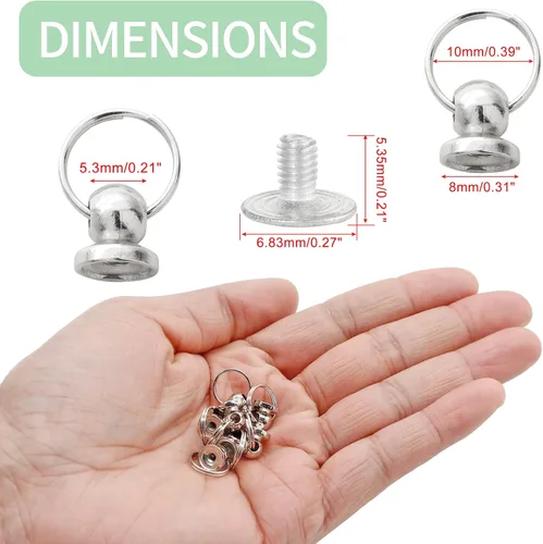 Miniatura 2 de LifCratms 60 remaches de cabeza redonda con rosca de 0.315 pulgadas, anillo de tracción plateado, accesorio de bricolaje, remaches de tornillo