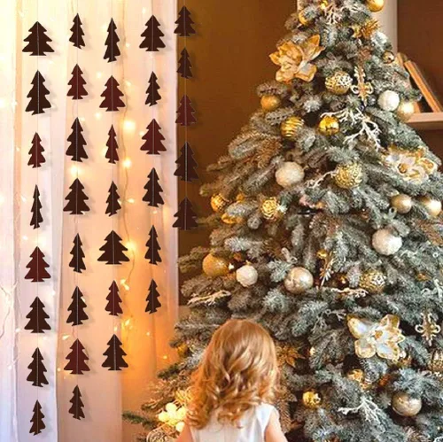 Miniatura 3 de Kit de guirnalda de árbol de Navidad de papel brillante para decoración de fiesta en el hogar (marrón)