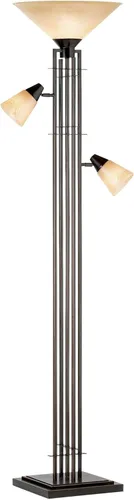Franklin Iron Works Metro Modern Mission Torchiere - Lámpara de pie con 3 luces de 71 pulgadas de alto, color marrón bronce, pantalla de vidrio