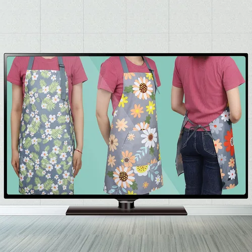 Miniatura 2 de BOUMUSOE Paquete de 3 delantales florales con bolsillo, delantales para mujer, impermeables, ajustables, para cocina, jardinería
