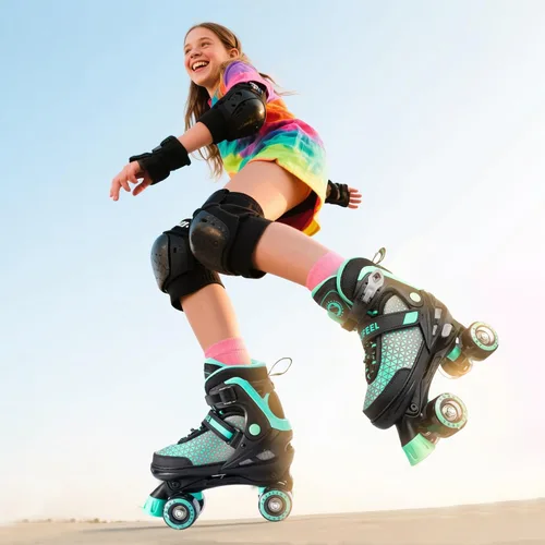 Miniatura 6 de SULIFEEL Patines para niñas y niños, 4 tallas ajustables con ruedas iluminadas, patines seguros y divertidos para niños, mejor regalo para Verde