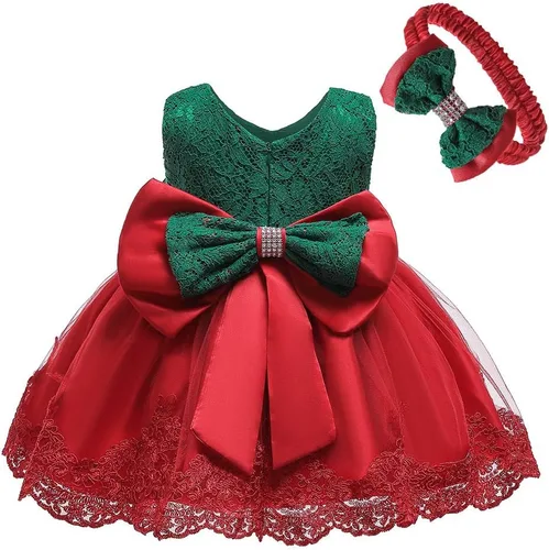 Miniatura 36 de Vestidos de encaje para concursos de niñas bebés de 0-2 años, vestido bordado para fiestas con diadema