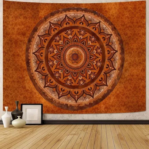 Miniatura 28 de Accnicc Tapiz bohemio con mandala floral para dormitorio, tapiz de pared con flores bohemias, pequeño, acuarela, azul, blanco, hippie, indio