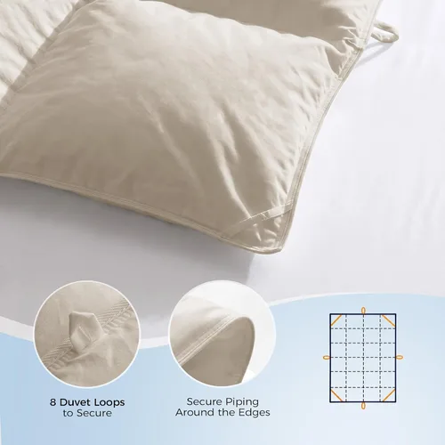 Miniatura 5 de Puredown® Edredón de plumas de ganso y fibra de plumón, inserto de edredón ligero de calidez media, ropa de cama de hotel de lujo colección Cloud