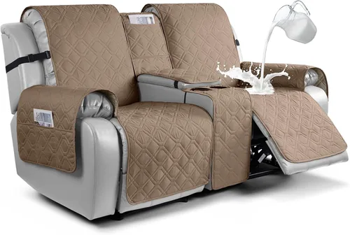 Miniatura 9 de VANSOFY Funda para Sofá de Dos Plazas Reclinable con Consola 100% Impermeable Fundas de Sofá Antideslizantes Funda de Sofá Reclinable Dividida Azuree