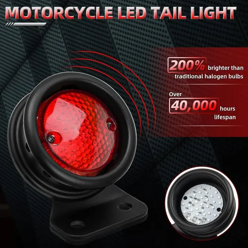 Miniatura 5 de Amazicha Luz de freno trasera LED para motocicleta de 3/4 pulgadas con soporte, IP67 impermeable para placa de matrícula de montaje lateral