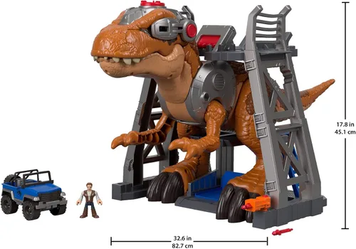 Miniatura 3 de Fisher-Price Imaginext Jurassic World T. rex - Juguete de dinosaurio con figura de Owen Grady, ojos iluminados y acción de morder para mayores de 3