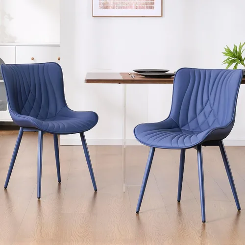 Miniatura 14 de Kidol & Shellder Juego de 2 sillas de comedor, modernas de mediados de siglo con patas de metal, silla lateral tapizada de piel sintética para Verde