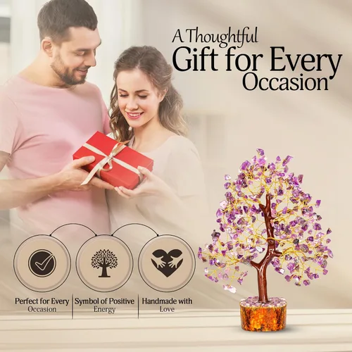 Miniatura 2 de YATSKIA Árbol de la vida de cristales de amatista, piedras y cristales, árbol bonsái, regalos de buena suerte para mujeres, accesorios de Alambre