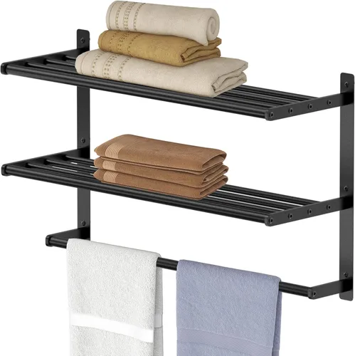 Miniatura 8 de BETHOM Toallero para baño montado en la pared, toallero de 3 niveles estilo hotel con toalleros, toalleros de níquel cepillado para baño lavabo, 16