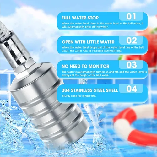Miniatura 3 de Válvula Flotadora de Control Automático de Nivel de Agua 1/2" 3/4" - Acero Inoxidable 304, Sin Bomba Necesaria para Tanques de Agua, Estanques de 1