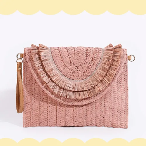 Miniatura 5 de Monederos de paja para mujer, bolso de paja para mujer, bolso de mano bohemio, bolso de mano de paja, bolso de playa para mujer, artículos