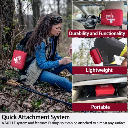 Miniatura 5 de Kit de primeros auxilios, kit profesional de primeros auxilios para trauma con compartimentos etiquetados, sistema Molle para coche, senderismo