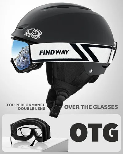 Miniatura 4 de Findway - Juego de Casco de Esquí, Casco de Snowboard con Gafas para Adultos [A Prueba de Golpes] Casco de Deportes de Nieve Seguro y Duradero