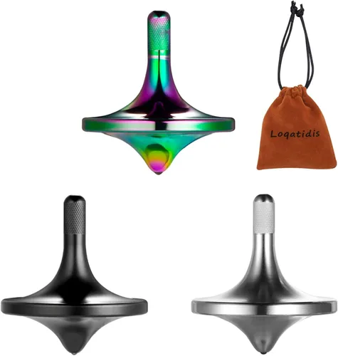 Miniatura 12 de Parte superior giratoria de acero inoxidable, exquisitos juguetes EDC de metal de alta calidad, equilibrio perfecto durante mucho tiempo, ayuda a
