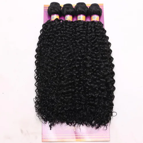 Miniatura 31 de Extensiones de cabello rizado afro rizado, sintético, tejido rápido, extensiones de cabello de fibra de alta temperatura para mujeres, color negro