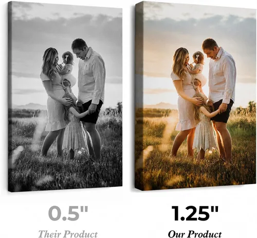 Miniatura 5 de Impresión de lienzo de foto personalizada, cuadro personalizado en lienzo para arte de pared, impresión de retrato de familia, boda y mascotas, obra