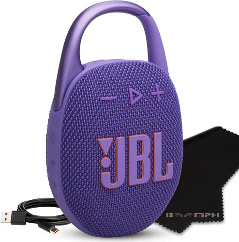 Miniatura 8 de JBL Altavoz Bluetooth portátil Clip 5, IP67 impermeable y a prueba de polvo, batería de larga duración, color rojo, solución integral de tela