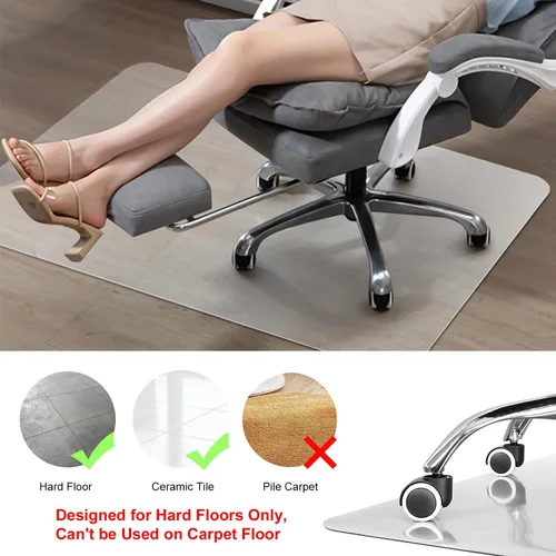 Miniatura 2 de Kuyal Tapete para silla para suelo de madera dura, 46 x 46 pulgadas, tapete rectangular para escritorio, tapete de protección duradero para sillas