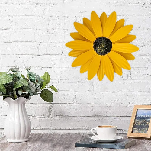 Miniatura 4 de Tencount Decoración de arte de pared de flores de metal, esculturas de pared, placa para colgar en interiores o exteriores, para baño, sala
