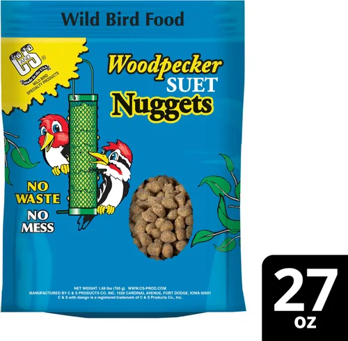 Miniatura 10 de C&S Pepitas de sebo para pájaros carpinteros, comida para pájaros silvestres al aire libre para pájaros carpinteros, parpadeo y más, 27 onzas